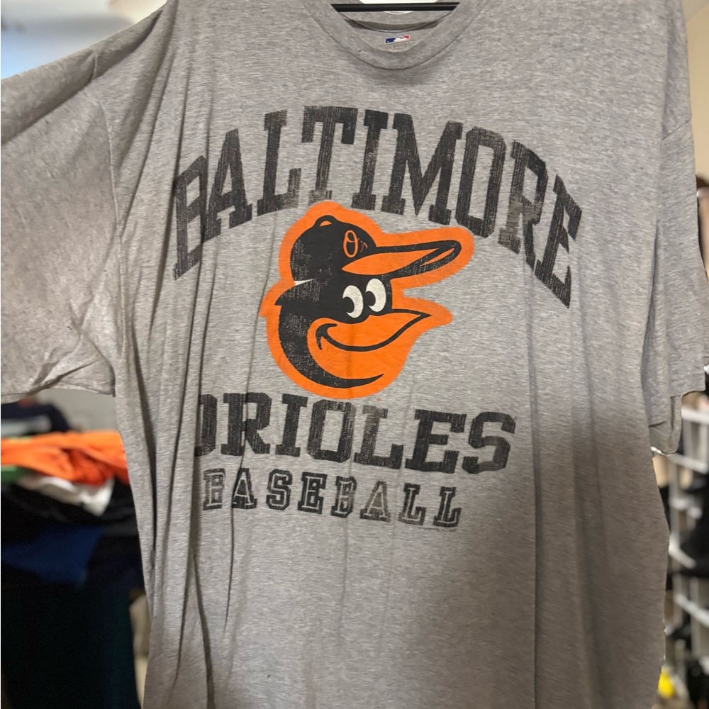 MLB Baltimore Orioles Gray and Orange Short Sleeve Tee